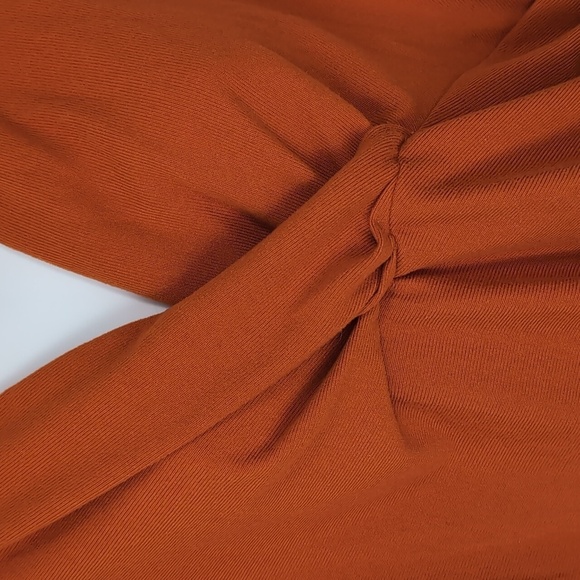 La Mode Ruched Burnt Orange Knit Sweater Top Size Large - Picture 3 of 5